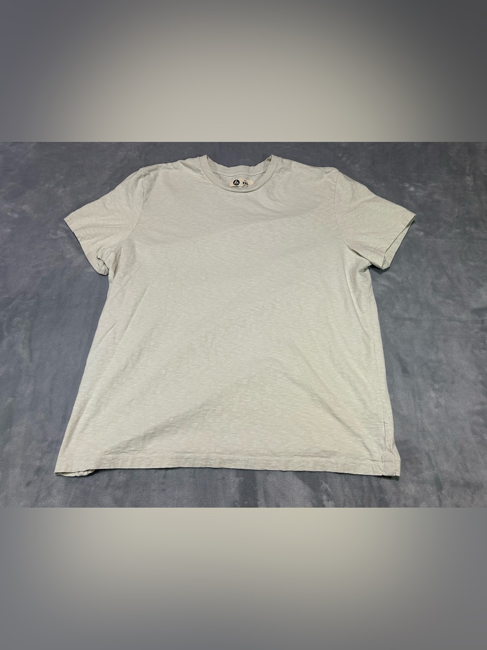 American Giant Men's Gray Crew Neck Short Sleeve Logo Cotton Knit Tee- XXL